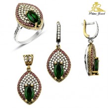 Gümüş Otantik Taşlı Set